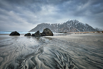 Image showing Rocky coast of fjord in Norway