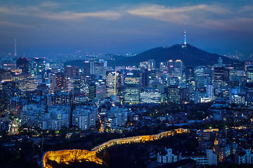 Image showing Seoul skyline in the night, South Korea.