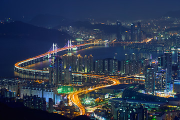 Image showing Busan cityscape Gwangan Bridge  at night