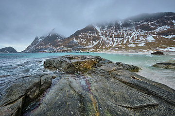 Image showing Rocky coast of fjord in Norway