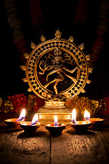 Image showing Shiva Nataraja with Diwali lights