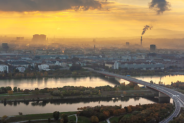 Image showing beautiful sunset over Vienna