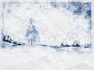 Image showing blue christmas ballpoint pen doodle