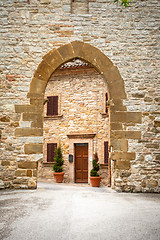 Image showing old gate stone wall Italy