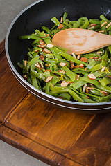 Image showing Green beans with roasted almonds