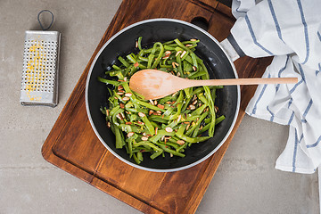 Image showing Green beans with roasted almonds