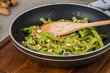 Image showing Green beans with roasted almonds