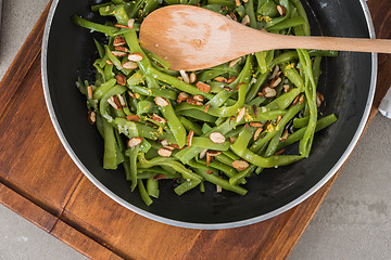 Image showing Green beans with roasted almonds