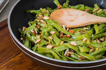 Image showing Green beans with roasted almonds