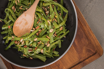Image showing Green beans with roasted almonds