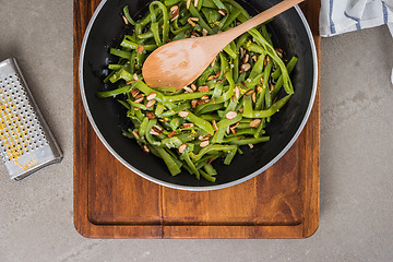 Image showing Green beans with roasted almonds