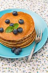 Image showing Pancakes with fresh blackberries