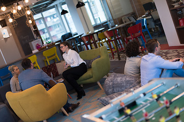 Image showing startup Office Workers Playing computer games