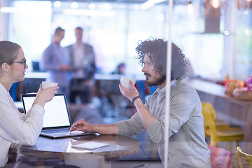 Image showing startup Business team Working With laptop in creative office