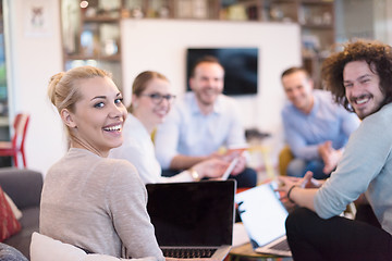 Image showing Startup Business Team At A Meeting at modern office building