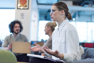 Image showing Startup Business Team At A Meeting at modern office building