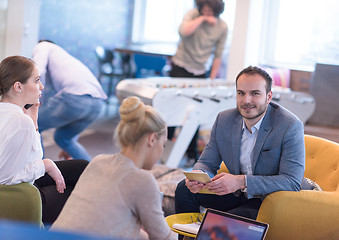 Image showing Startup Business Team At A Meeting at modern office building