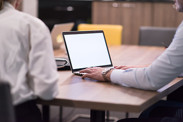 Image showing Startup Business Team At A Meeting at modern office building