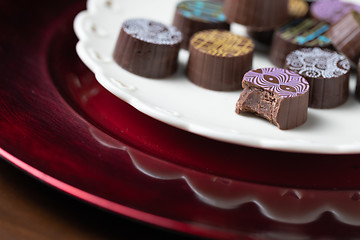 Image showing Artisan Fine Chocolate Candy On Serving Dish