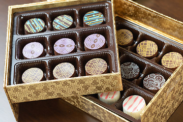 Image showing Decorative Box of Artisan Fine Chocolate Candy