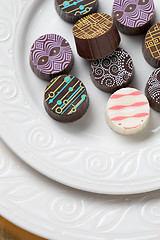 Image showing Artisan Fine Chocolate Candy On Serving Dish