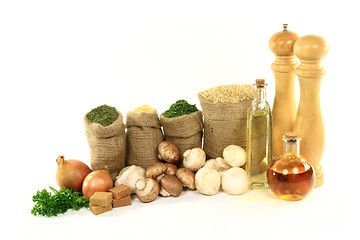 Image showing Products for Cooking mushrooms on rice.  