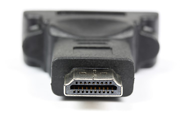 Image showing Computer Adapter HDMI side over white macro picture 