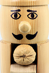 Image showing Wooden nutcracker, upper part. 