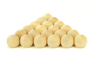 Image showing Equality. Wooden equal balls with natural texture.