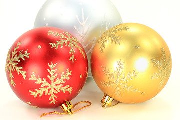 Image showing Three Christmas Decoration Balls. 