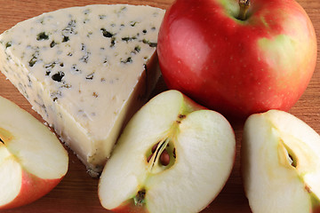 Image showing Blue Cheese served with Tart Apples. 