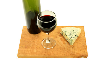 Image showing Blue Cheese and Wine. 