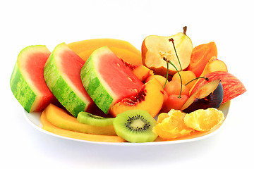 Image showing Fruits platter served as breakfast.  