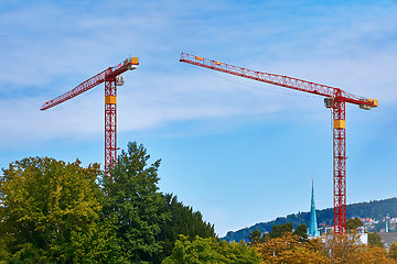 Image showing Tower Cranes in Zurich