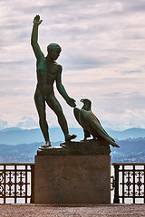 Image showing Statue of Man with Eagle