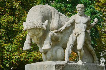 Image showing Statue of Man with Bull