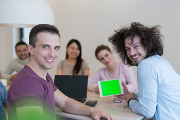 Image showing Startup Business Team At A Meeting at modern office building