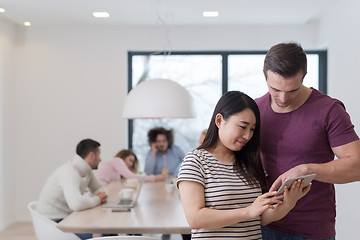 Image showing Startup Business Team At A Meeting at modern office building