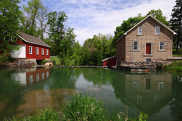 Image showing Historical Industrial Complex from Dam, Sawmill and Gristmill. 