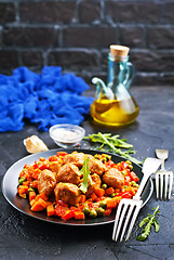 Image showing vegetables with meatballs