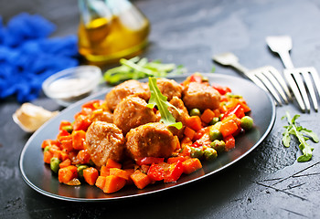 Image showing vegetables with meatballs