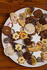 Image showing Assorted Christmas cookies on wooden table