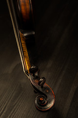 Image showing Close view of old violin and strings in vintage style