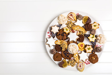 Image showing Assorted Christmas cookies on wooden table