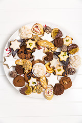 Image showing Assorted Christmas cookies on wooden table