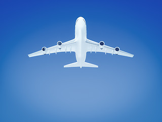 Image showing big airplane in the blue sky background