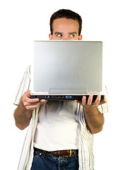 Image showing Man Behind Laptop