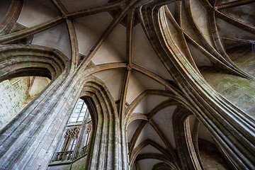 Image showing Stone arches within Mont Saint-Michel abbey