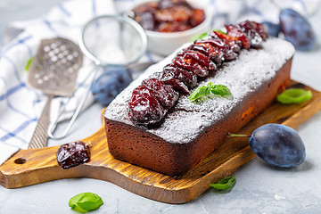 Image showing Cake with spiced plums.