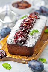 Image showing Delicious homemade plum cake.